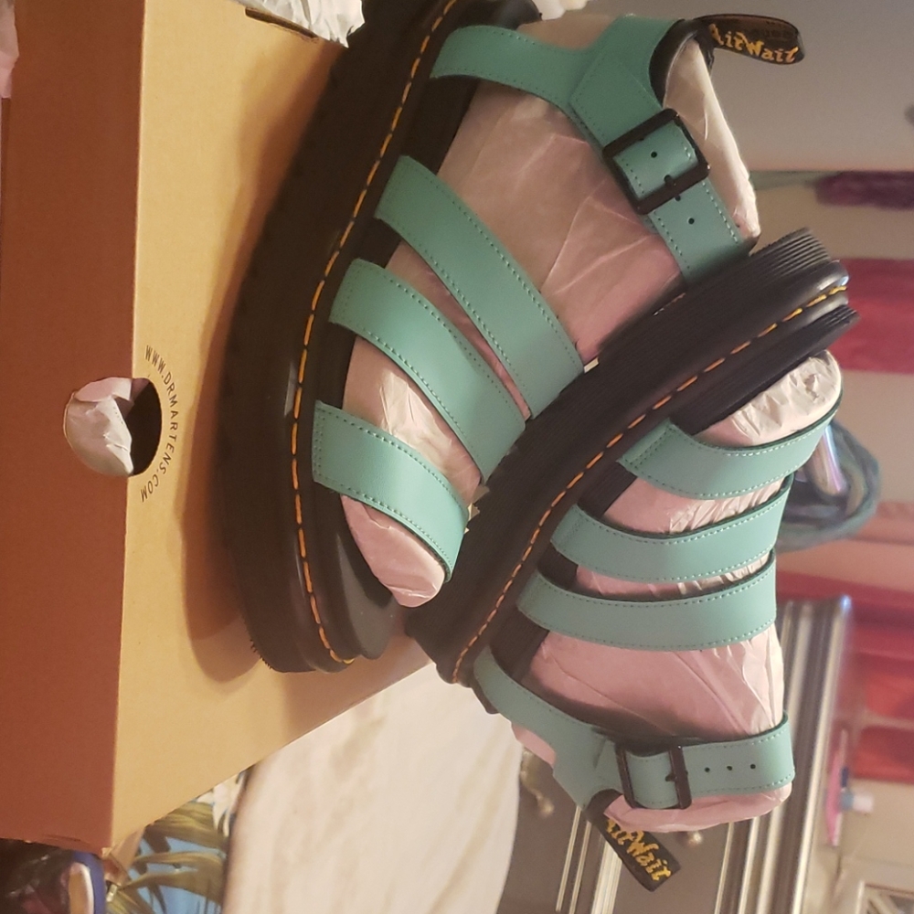 Mint green dr.martens sandals